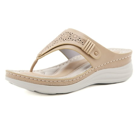 

Ladies Casual Flip-Flop Sandals Women s Arch Support Casual Comfortable Sandals For Outdoor Beach Apricot 37