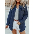 thumbnail image 4 of Women's Oversized Denim Jacket Casual Long Boyfriend Jean Jacket for Autumn Spring Blue S Female, 4 of 9
