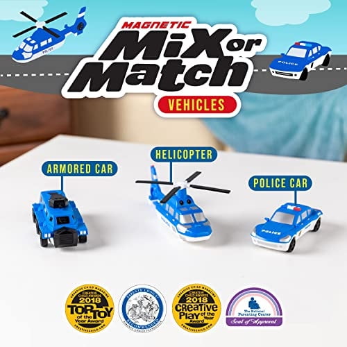 Playthings Playthings Mix o Match Vehicles, juego de juguetes magnéticos, policía Popular Playthings POPULAR PLAYTHINGS