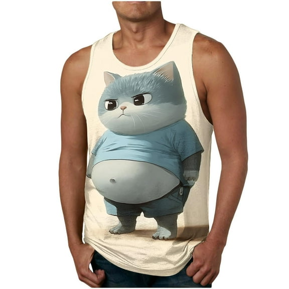 Seeotter 3D Tank Tops for Men Cartoon Design Graphic Sleeveless Shirts Summer Tops