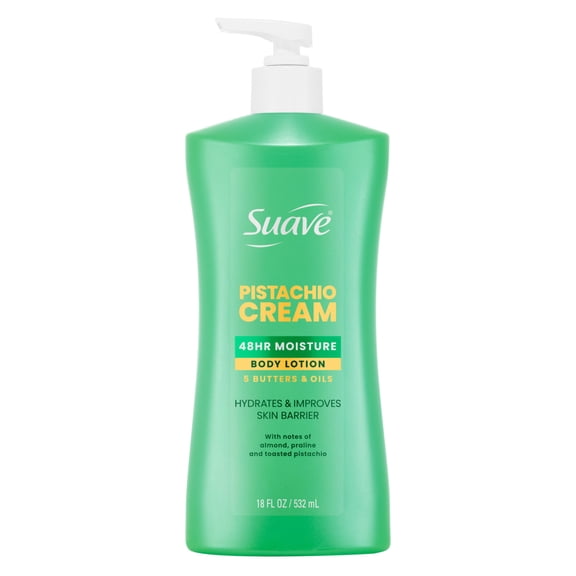 Suave Pistachio Cream Body Lotion with Shea Butter & Argan Oil, 48-Hour Moisture, 18 fl oz