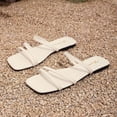 thumbnail image 4 of Domuza Women's Flat Sandals Summer Soft Lightweight Square Open Toe Slides Beach Vacation Pool Casual Home Shower Slipper White 8.5（EU-41）, 4 of 4