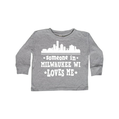 

Inktastic Milwaukee Wisconsin Someone Loves Me Gift Toddler Boy or Toddler Girl Long Sleeve T-Shirt