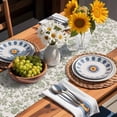 thumbnail image 5 of Farmhouse Sage Green Cotton Linen Table Runner for Dining Kitchen, Vintage Flower Leaf Botanical Wedding Outdoor Party Tablerunners Decoration, Dresser Scarf Coffee Tablecloth Runners 13x120 Inches, 5 of 9
