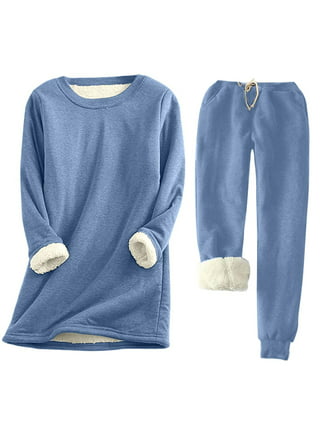 VEKDONE 2023 Clearance Two Piece Fleece Pajamas Set for Women Warm Fuzzy  Sherpa Loungewear Cozy Soft Plush Pajamas Sweater Pant Set Outfits