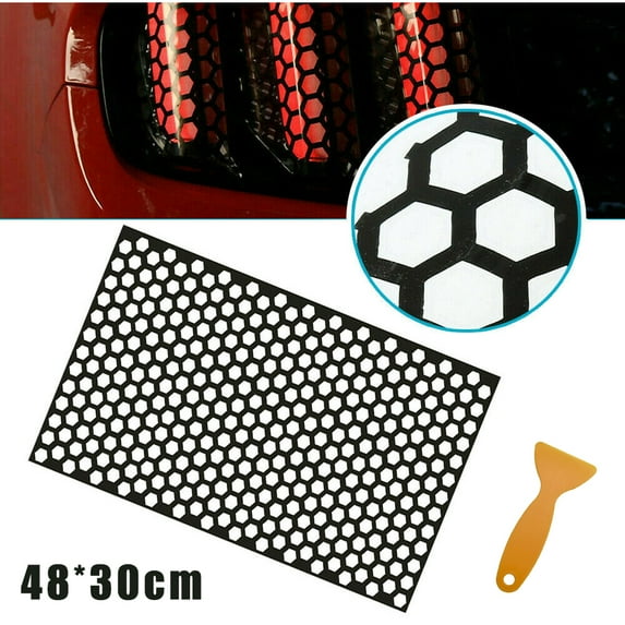Black Perforated Headlight Wrap Self-Adhesive Cover 48 x 30cm Roll DIY