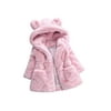 ZIYIXIN Girl Thickened Fur Imitation Cartoon Coat Long Sleeve Elastic Waist Hidded Front Zipper Solid Color Jacket for Winter