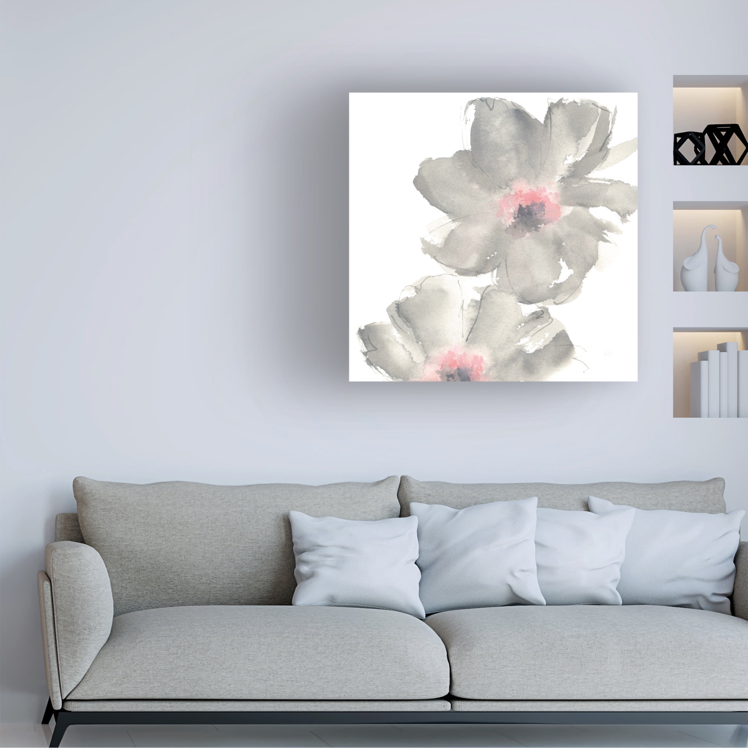 Trademark Fine Art 'Gray Blush Cosmos II on White' Canvas Art by Chris Paschke