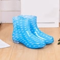 thumbnail image 4 of Women's Waterproof Rain Boots, Polka Dot Print Garden Shoes, Short Mud Boots for Wet Weather Commuting, Slip Resistant Low Heel Footwear for Dog Walking Outdoor Rainy Days, Blue 5, 4 of 4