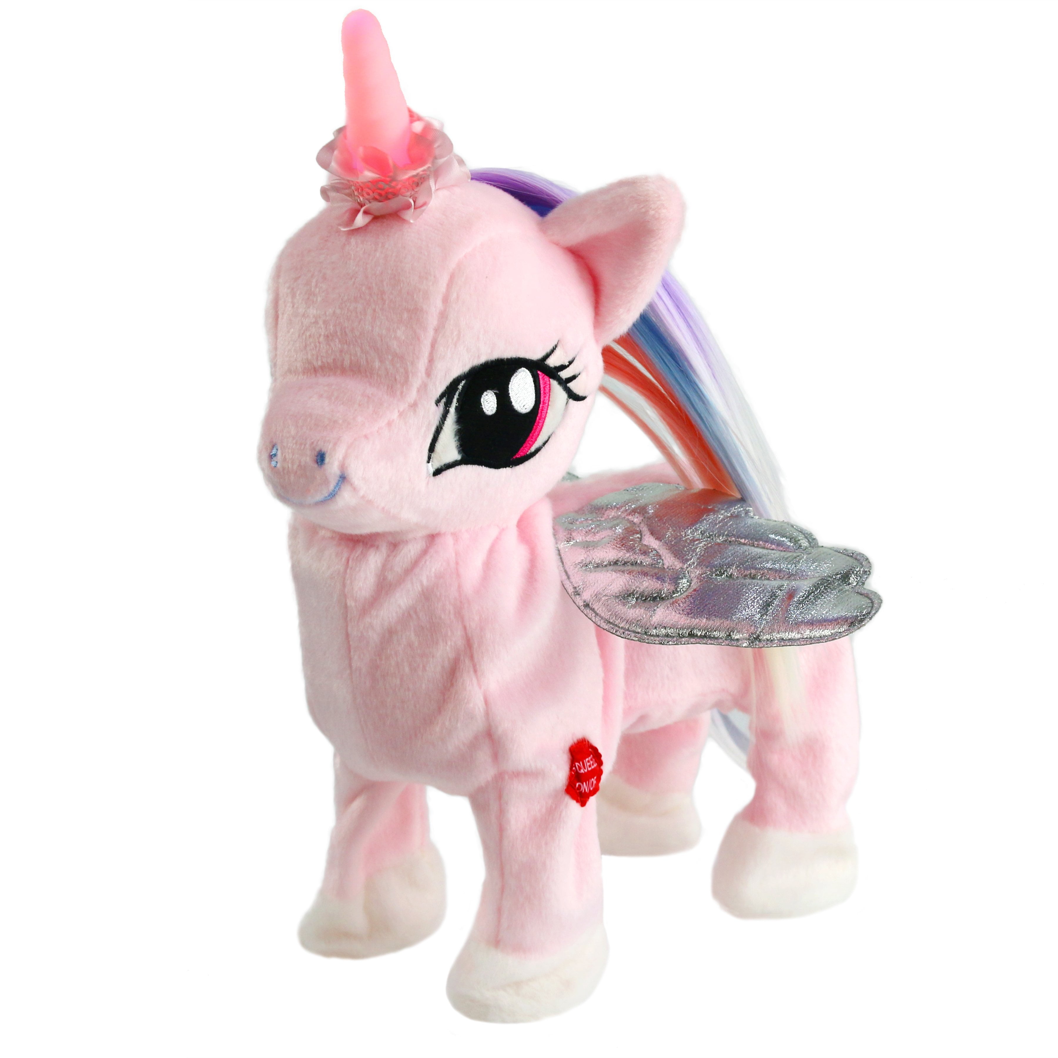 Houwsbaby Electronic Glowing Unicorn Musical Horse Stuffed Animal Singing and Walking Plush Toy