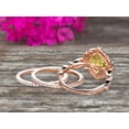 thumbnail image 5 of Trio Set 10k Rose Gold 3.05 Carat Champagne Diamond Moissanite Wedding Set Engagement Ring Antique Stacking Matching Band Art Deco, 5 of 6