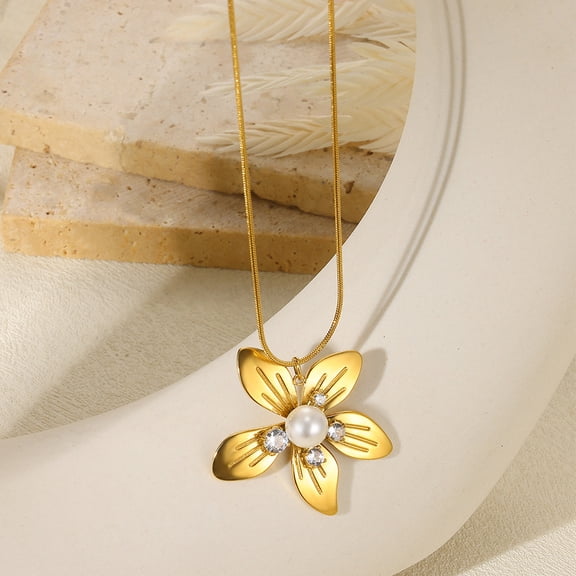 NICKSUN Gold Necklace for Women,14K Gold Plated Shell Starfish Beach Necklaces Cute Boho Pendant Necklace Fashion Summer Waterproof Pearl Jewelry for Women
