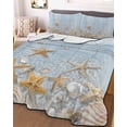 thumbnail image 3 of Quilts Full Size, Starfish Summer Beach Soft Comforter Bedding Set for Bed, Coastal Ocean Wooden Sea Shell Lightweight Quilted Bedspread with Pillow Cover(2 Pieces) for All Season, 78x90 Inch, 3 of 6