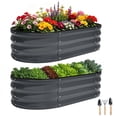 thumbnail image 3 of (2 pack) OBENSKY Galvanized Raised Garden Bed,2 Pack 4x2x1ft Oval Metal Planter Box Outdoor for Vegetables,Flowers,Fruits-Gray, 3 of 11