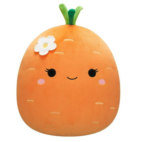 SQER - Large Plush (16" Squishmallows) (Caroleena - Orange Carrot W/Green Top and Flower Pin)