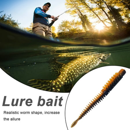Sioweci 8Pcs 8CM/2G Soft Worm Lure Topwater Reverse Thread Elastic Worm Bionic Artificial Leech Bait Saltwater Freshwater Bass Fishing Accessories Style F