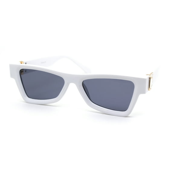 Womens Luxury Squared Triangular Thick Plastic Horn Mob Sunglasses White Black