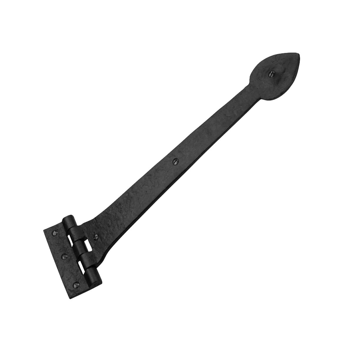 Renovators Supply Black Wrought Iron Strap Hinge 15 in Spade Tip Strap Gate and Door Hinges w/Hardware, Pack of 3