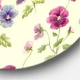thumbnail image 3 of Designart 'Blue and Pink Pansy Flowers I' Traditional Circle Metal Wall Art 23x23 - Disc of 23, 3 of 5