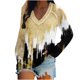 thumbnail image 1 of Camisas informales de manga larga para mujer, suéter, túnica suelta, blusa con cuello en V estampado Pompotops  gfhjh21591, 1 of 1