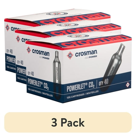 (3 pack) Crosman Brand 12 Gram Co2 Bottles 40 Count for Use with Paintball Air Rifles Color Silver. Net Content 40.