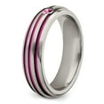 thumbnail image 5 of Grey Titanium Ring Band Wedding Pink Grooved Sapphire (Colors) Round, 5 of 7