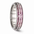 thumbnail image 5 of Titanium Triple Groove Pink Anodized & Pink Simulated Sapphire Ring (6mm) - Size 6, 5 of 5