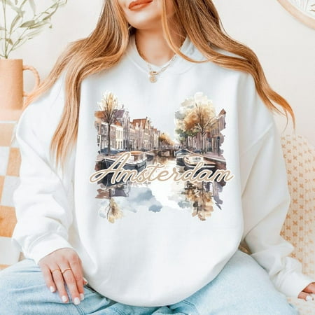 Amsterdam Netherlands Sweatshirt, European Trip Crewneck, Holland Travel Souvenir Sweater