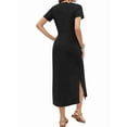 thumbnail image 2 of Women Summer Crewneck Casual Loose Split Wrinkle-Free Long Maxi Beach Dress Black L, 2 of 5