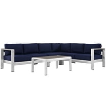 Modway Shore 5 Piece Outdoor Patio Aluminum Sectional Sofa Set