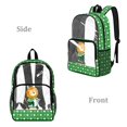 thumbnail image 2 of ZIATUBLES Heavy Duty Clear Backpack, Skateboarding Lion Print Fabric & PVC Transparent Bag with Reinforced Strap, Large Capacity See Through Backpack for School Work Security Travel, 2 of 7