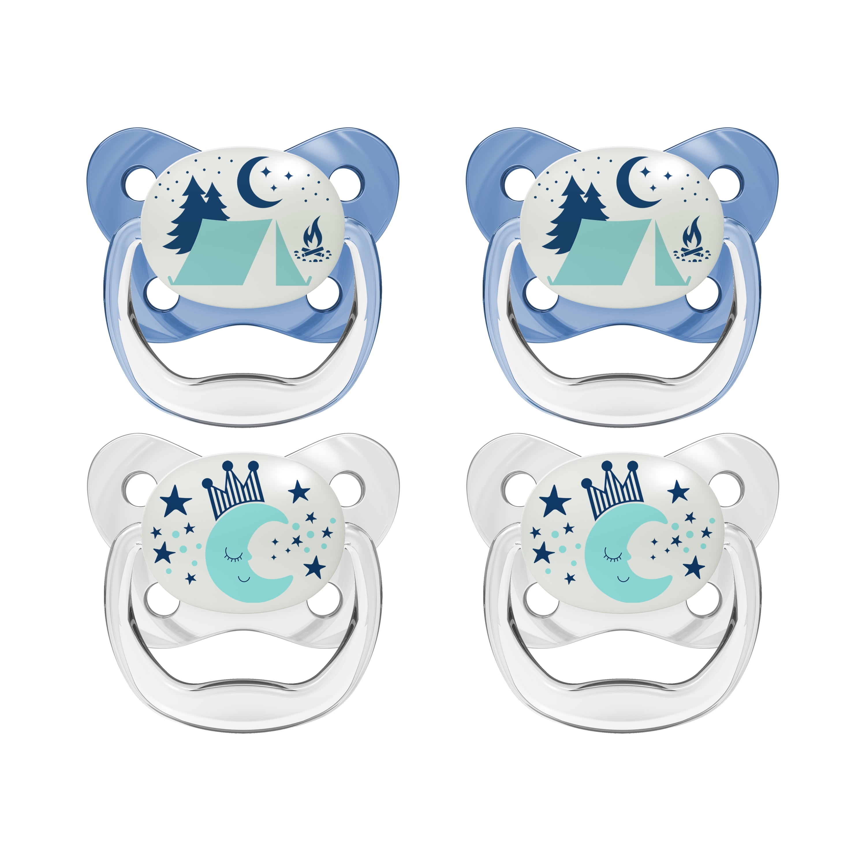 Dr. Brown's PreVent Orthodontic Pacifier Blue GlowintheDark 4pk