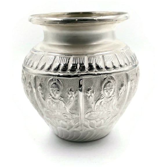 999 Pure Silver Hallmarked Puja Ashta Lakshmi Kalash - Style#05