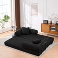 thumbnail image 3 of Leumius 4‑in‑1 Futon Sofa Bed,Modular Corduroy Sofa Couch with Fixed-Shape Frame & Removable Armrests,Folding Mattress Couch for Living Room, Office, Apartment,Black, 3 of 7