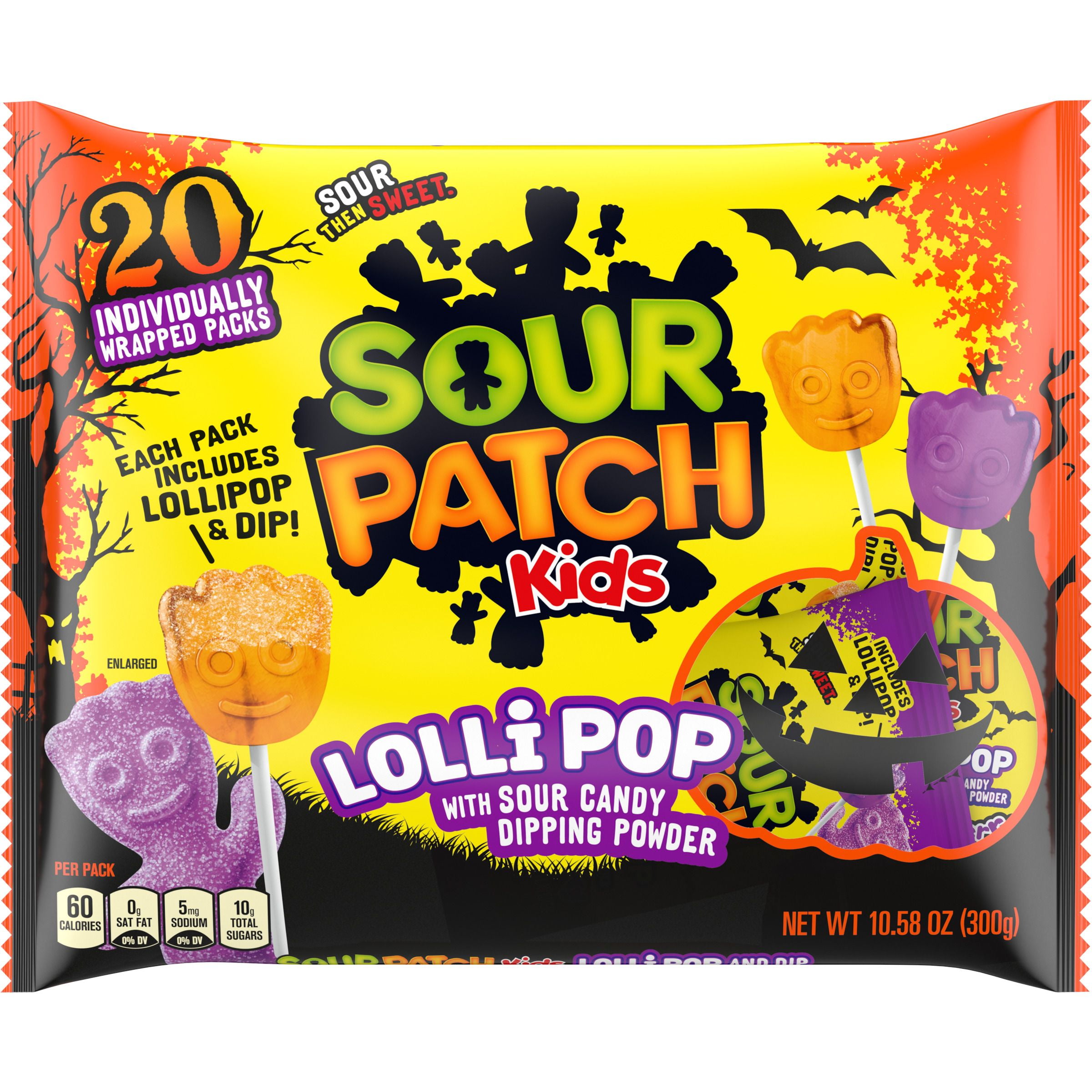 (2 pack) Sour Patch Kids Halloween Sweet and Sour 20 Ct Lollipops 10.58 oz. Bag