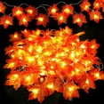 thumbnail image 3 of Solar Fall String Lights Outdoor, 16.4ft 50 LED Maple Leaves Lights, Waterproof Fall Thanksgiving Lights Solar Patio Lights with 8 Modes for Garden, Lawn, Patio, Gazebo, Yard, Outdoors Decor, 3 of 6
