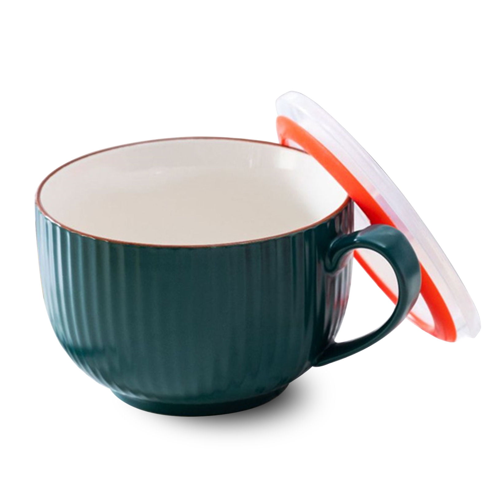Qeeadeea Ceramic Soup Bowls With Lid, Large Soup Cup With Handle, Small
