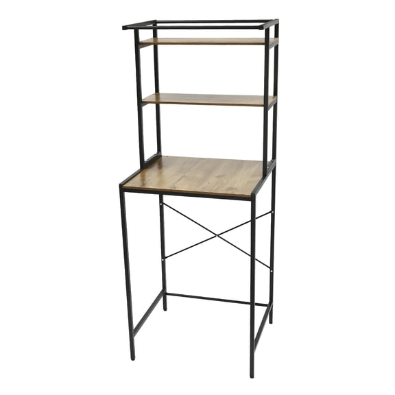 Wildnix Industrial Shelves with MDF Countertop, High Load-Bearing Capacity, Open Design, 3-Tier Storage, for Bathroom, Kitchen, Laundry Room, Easy to Assemble