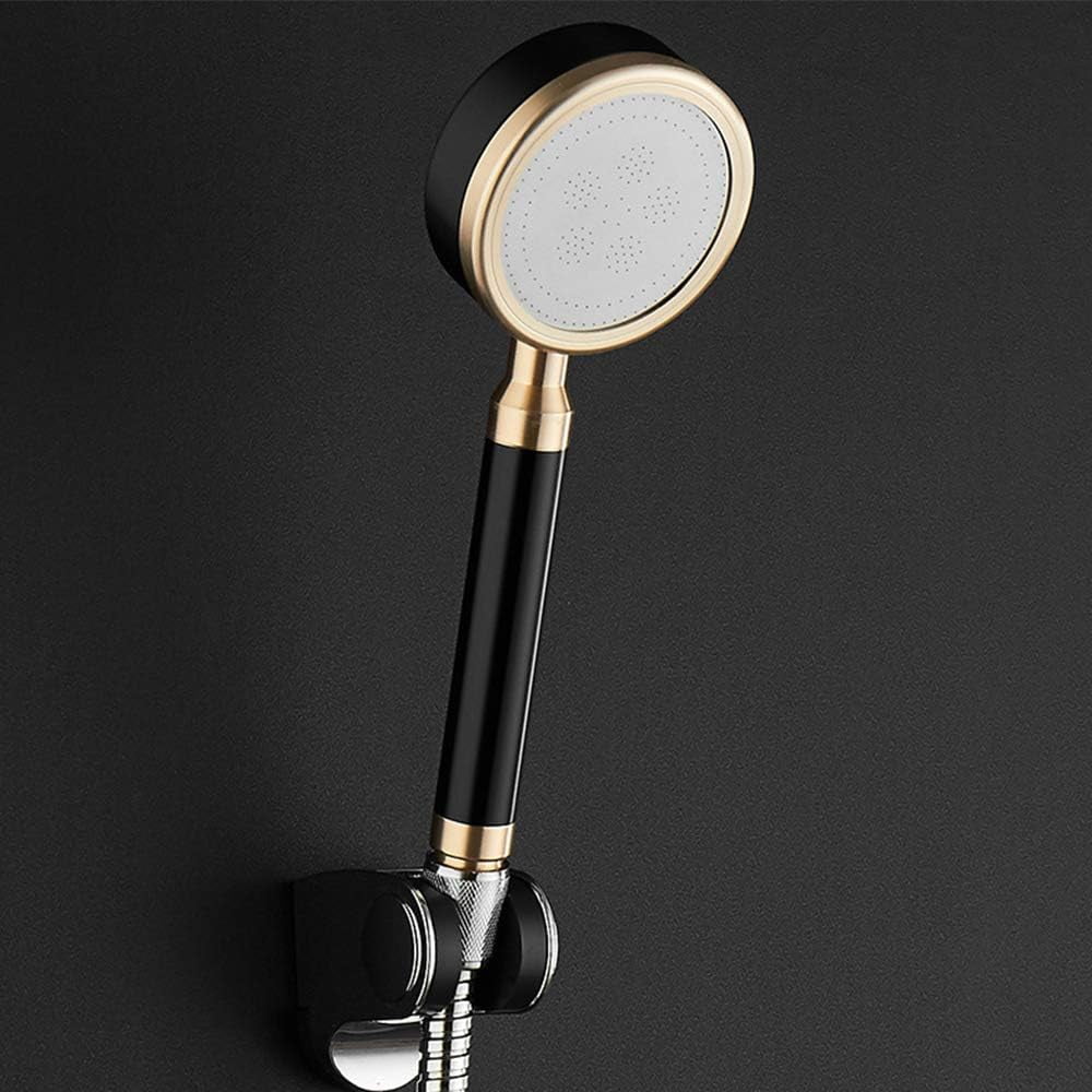 Handheld Shower Head Space Aluminum Pressurized Boost Spray Round Rain Shower Nozzle Bath Showerhead,Black