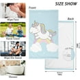 thumbnail image 3 of Dreamtimes 16x28 Inch Face Hand Towel Set Rainbow Unicorn Blue Cotton Washcloths, Quick-Dry Highly Absorbent Bath Towels 2 Pcs for Bathroom Ktichen Travel SPA Gym, 3 of 7