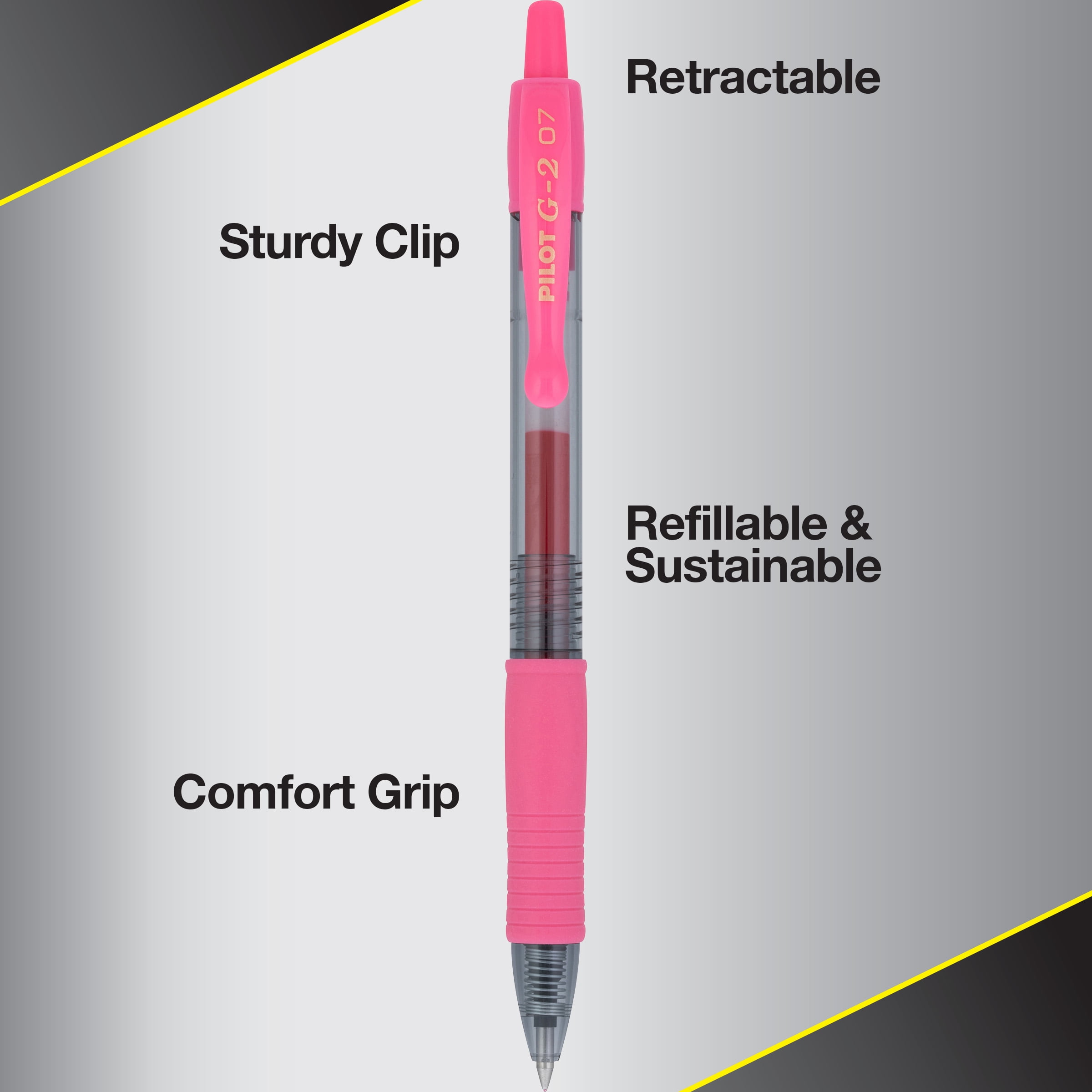 Pilot G2 Retractable Gel Pens, Pink Premium, 0.7mm Fine Point, Assorted Colors, 5 Count