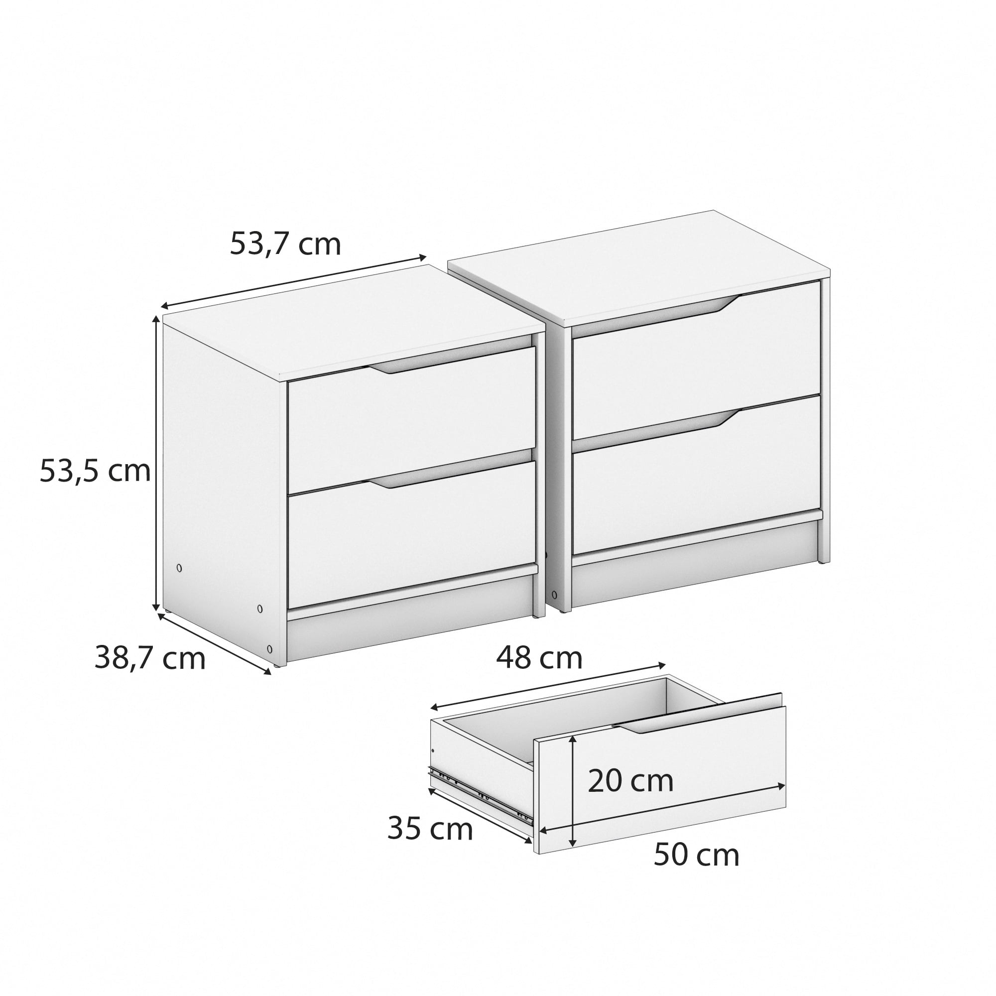 Kappesberg Brooklyn Set of 2 Modern Nightstands with Drawers – Golden Oak, Ideal for Adults & Teens