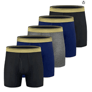 Mens Boxer Briefs Ultra Soft Performance Sports Boxer Briefs Quick Dry Athletic Underwear with Fly for Men 5 Pack