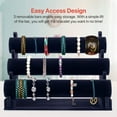 thumbnail image 3 of Organizador de joyas de terciopelo, soporte y expositor para pulseras de 3 niveles, color negro, 3 of 7
