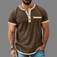 thumbnail image 5 of BRGZLK Mens Short Sleeve Quarter Button Sports Fitness Down Henley T-Shirts Soft Summer Shirts with Chest Pockets Lightweight Color Block Tops, 5 of 6