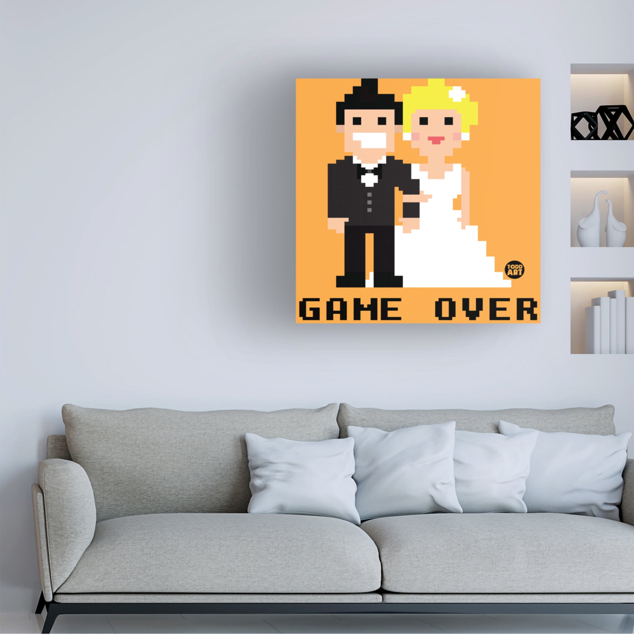 Canvas Wall Art - toddart 'Game Over Wedding' Wall Art for Living Room, Bedroom, or Office Décor by Trademark Fine Art - 14 x 14 Inches