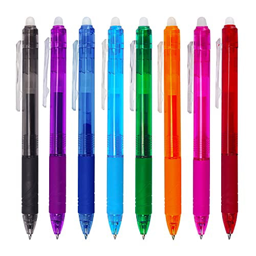 Make Mistakes Disappear Comfort Grip for Drawing Writing Planner and School Supplies 8 Pack Retractable Erasable Gel Pens Clicker Fine Point 0.7mm Assorted Color Inks