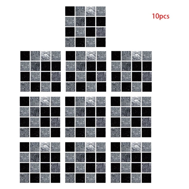 Inteprter 10 unidades/juego de pegatinas para azulejos de cocina, bricolaje, calcomanías impermeables para baño, papel de pared autoadhesivo, pegatinas Decoración del hogar MSC066 Inteprter HA001827-07