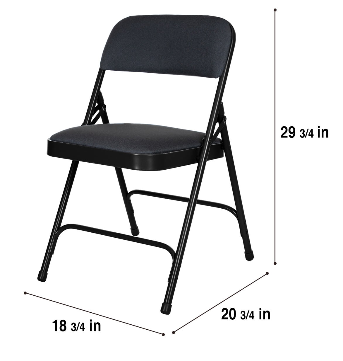 Hampden Furnishings Bernadine Collection Fabric Padded Folding Chair, Black, Pack of 4