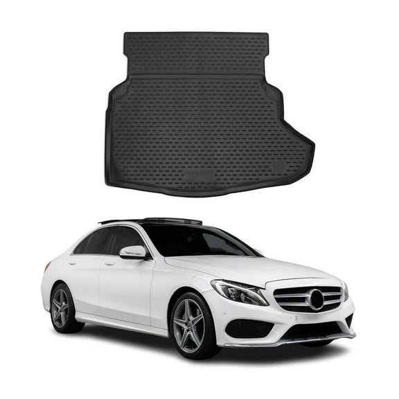 OMAC Cargo Mats Liner for Mercedes C Class W205 Sedan 2015-2018 Rubber TPE Black